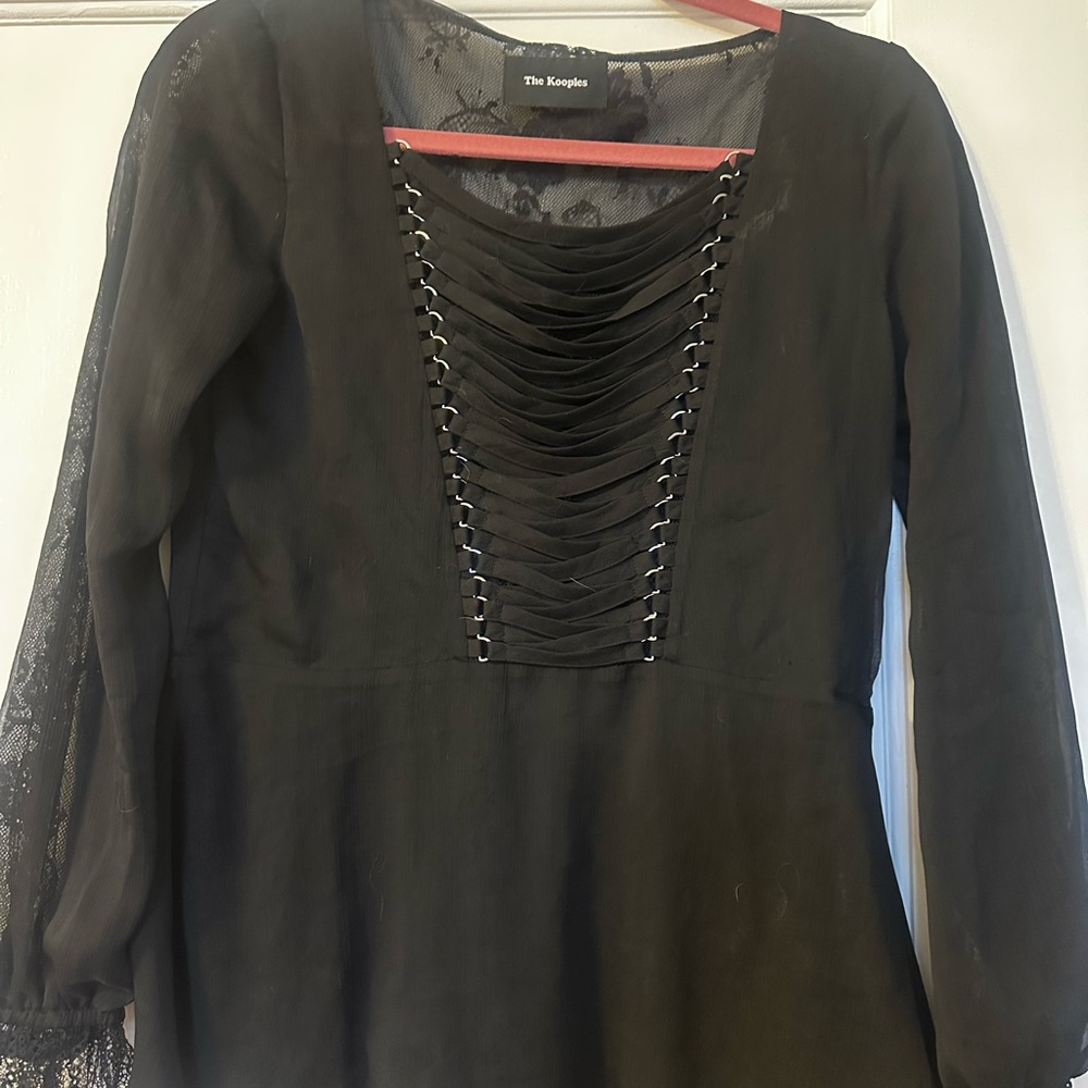 The Kooples Black Lace-Up Blouse